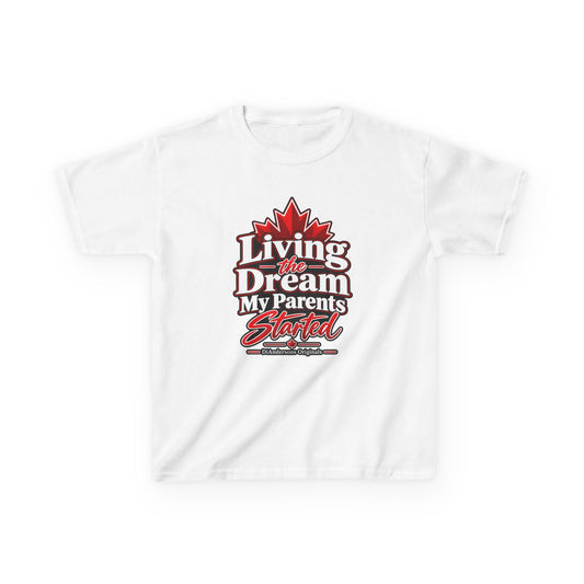 Kids Tee — "Living the Dream My Parents Started" Canadian Maple Graphic