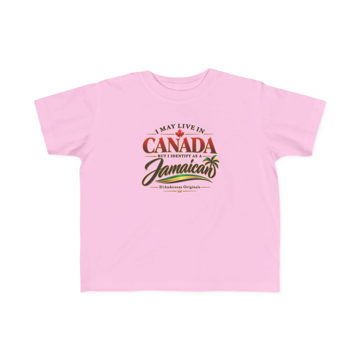 Toddler Tee - "I May Live in Canada But I Identify as a Jamaican" Cute Kids Travel Pride Shirt