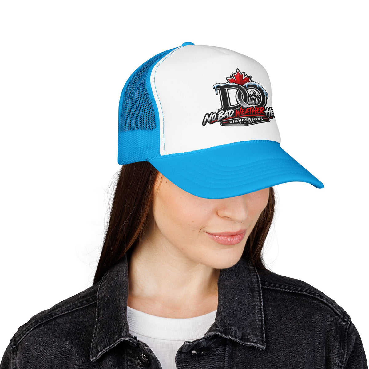 Trucker Hat — "No Bad Weather Here" Canadian DAD Crest
