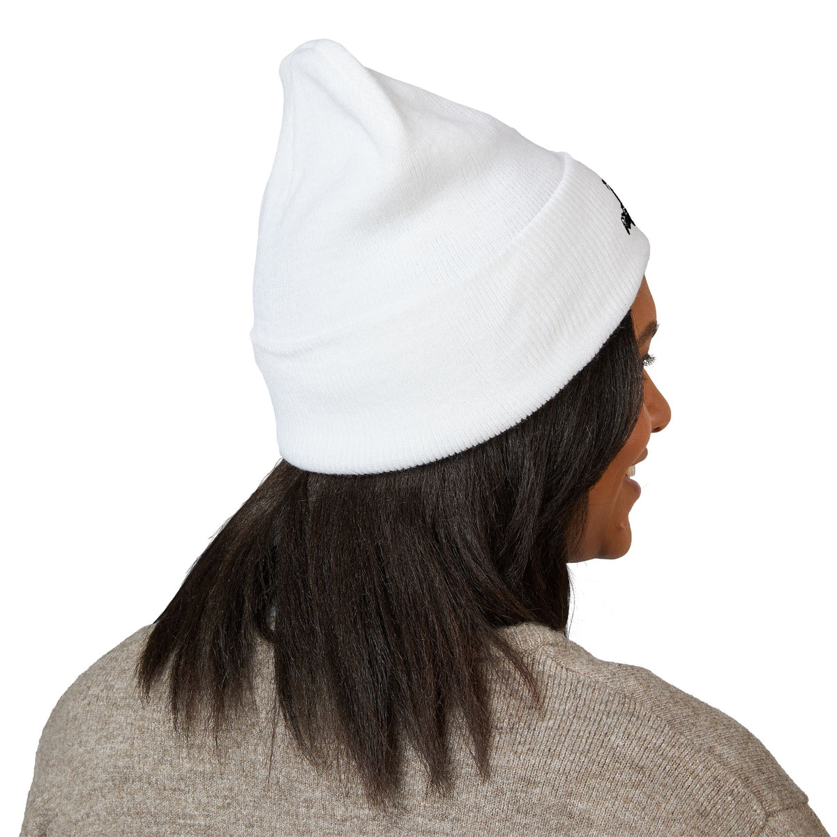 Embroidered Crown & Letter Cuffed Beanie — Classic Knit Winter Hat