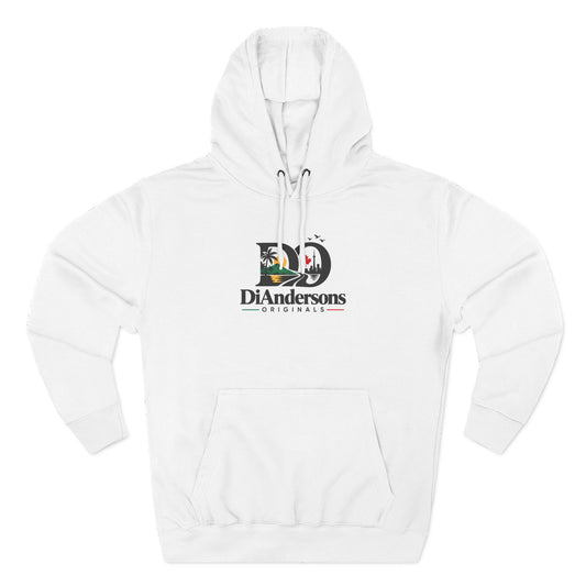 DiAndersons Logo Hoodie - White Fleece Pullover with Floral 'DA' Design