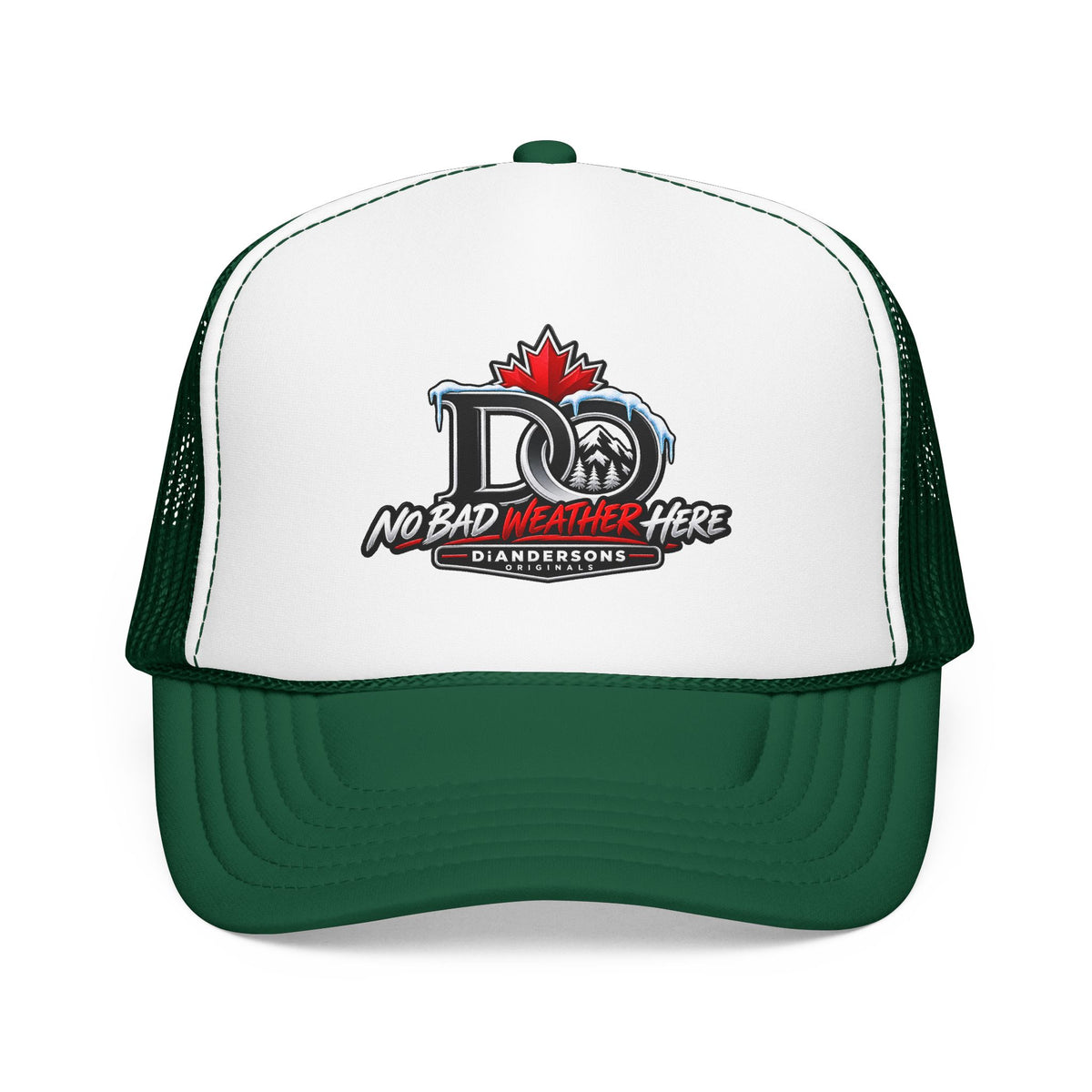 Trucker Hat — "No Bad Weather Here" Canadian DAD Crest