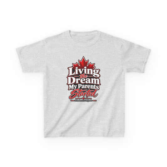 Kids Tee — "Living the Dream My Parents Started" Canadian Maple Graphic