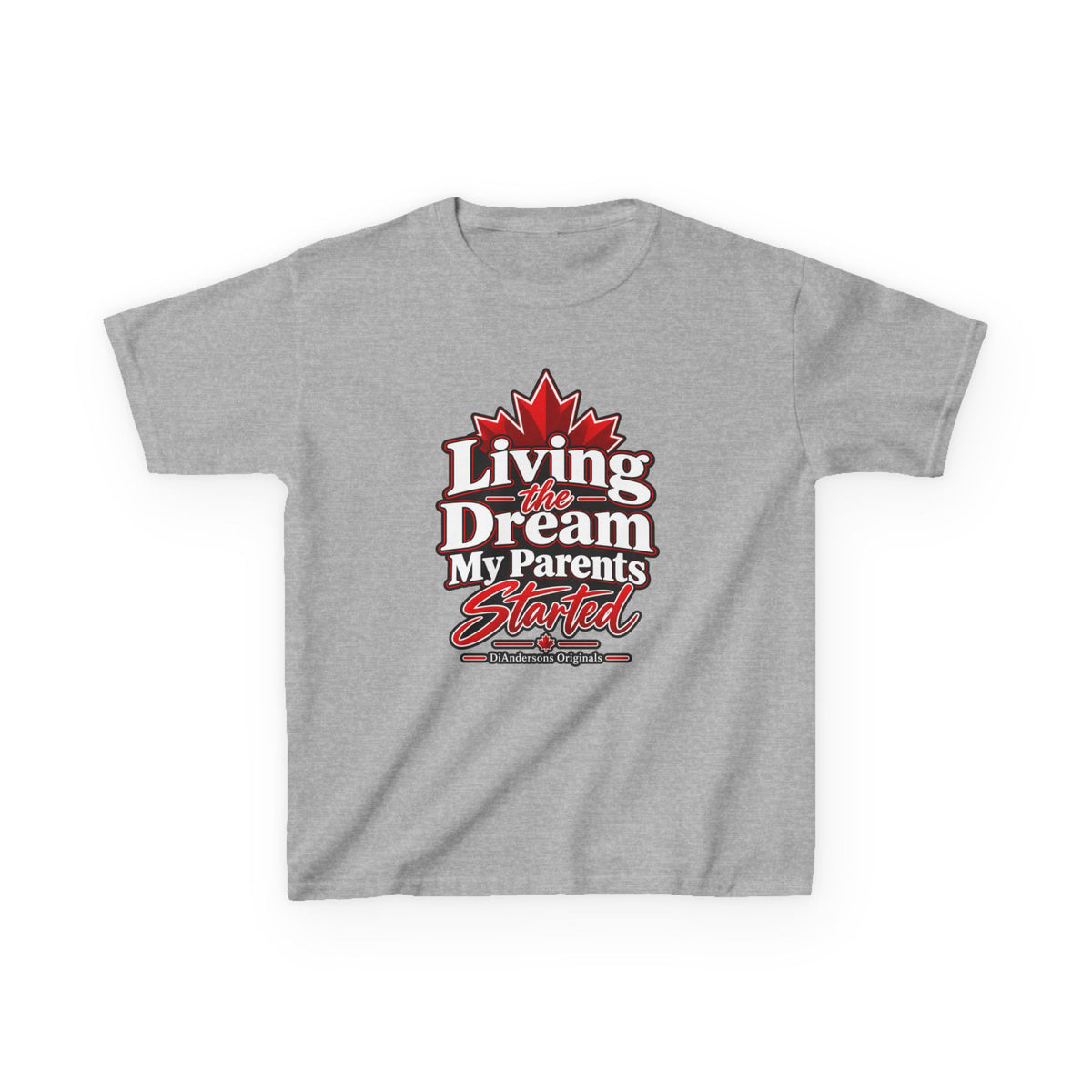 Kids Tee — "Living the Dream My Parents Started" Canadian Maple Graphic