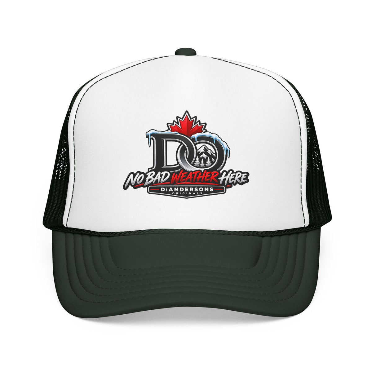Trucker Hat — "No Bad Weather Here" Canadian DAD Crest