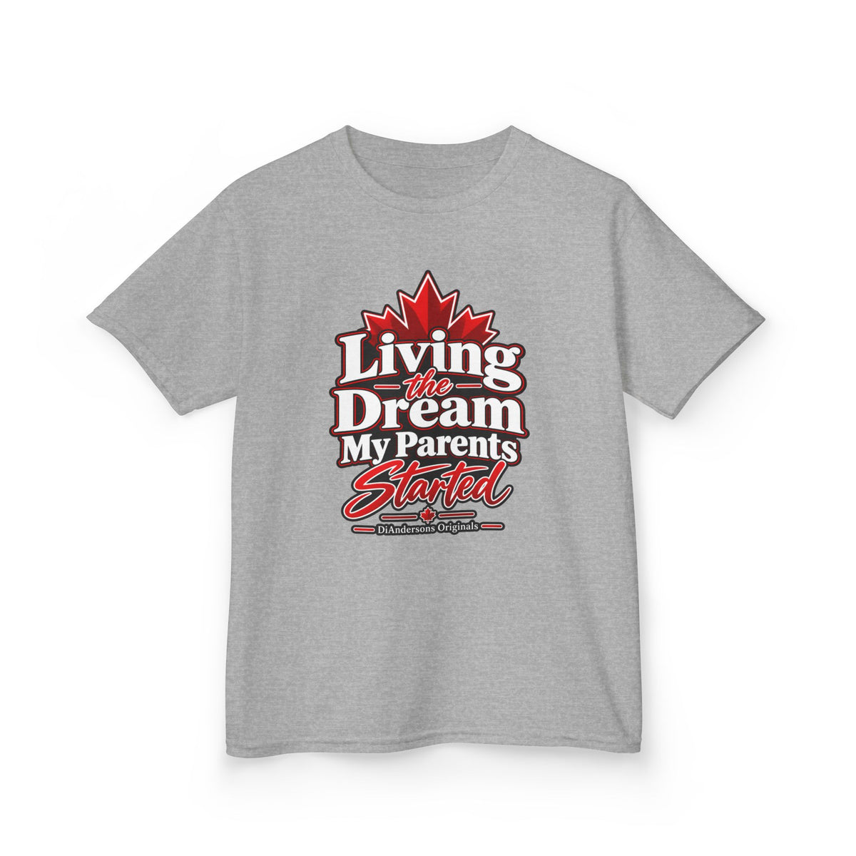 Kids Tee — "Living the Dream My Parents Started" Canadian Maple Graphic