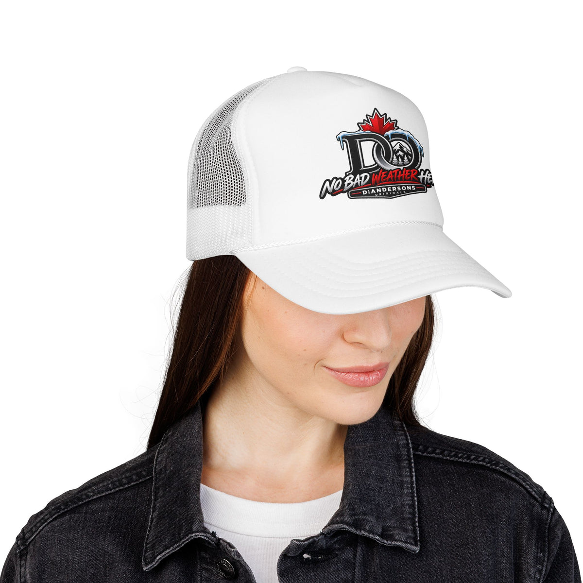 Trucker Hat — "No Bad Weather Here" Canadian DAD Crest