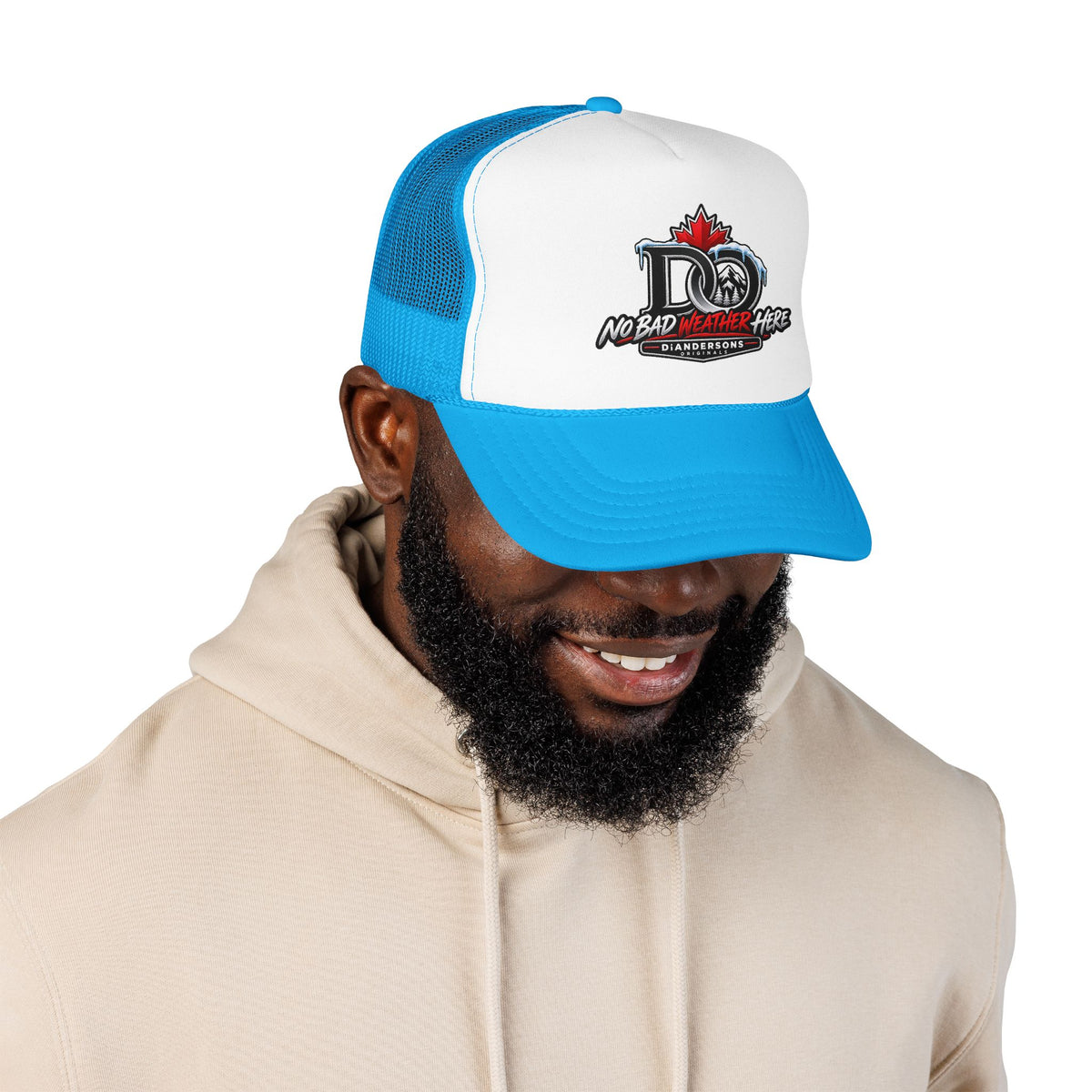 Trucker Hat — "No Bad Weather Here" Canadian DAD Crest