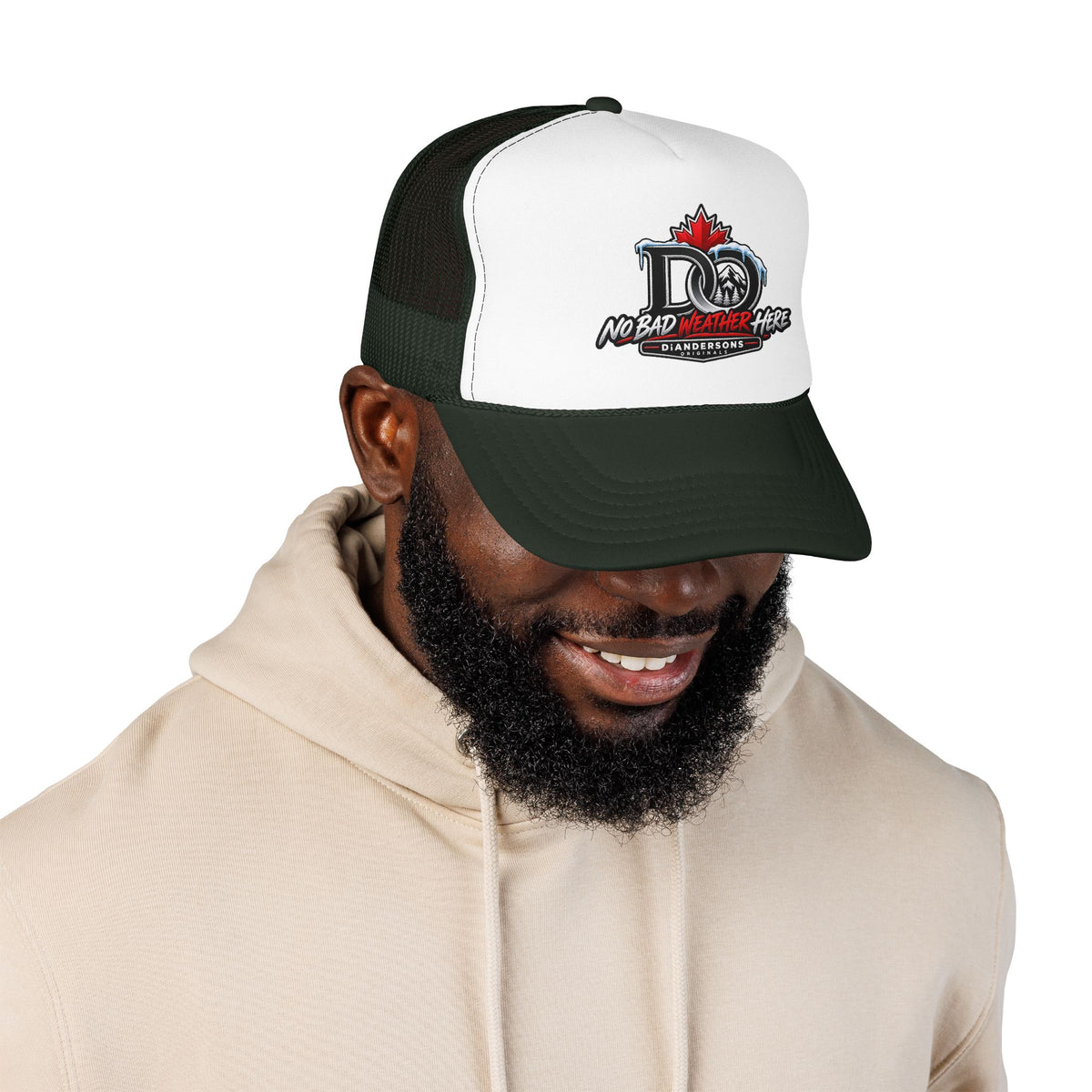 Trucker Hat — "No Bad Weather Here" Canadian DAD Crest