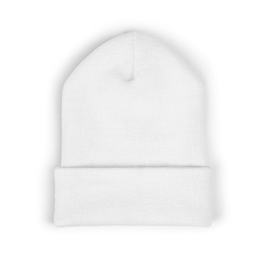 Embroidered Crown & Letter Cuffed Beanie — Classic Knit Winter Hat